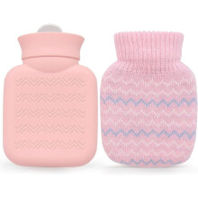 320ml Hot Water Bottle with Knitted Cover, Leak-Proof & Removable, for Pain Relief (Waist/Back/Neck/Shoulders), Compatible with Women/Kids