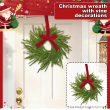 Guirlanda artificial pré-iluminada de 38 cm com laço, pinhas e frutos silvestres – Enfeite de Natal para interior/exterior, compatível com