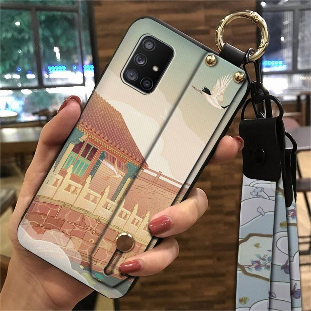 Phone Case For Samsung Galaxy A71 5G Â Chinese Style, Soft Silicone, Wristband, Kickstand, Waterproof, Anti-Dust 9027700153349