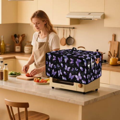 Κάλυμμα φούρνου τοστιέρας με σχέδιο βιολετί πεταλούδας 22,5x18,5x13 ίντσες 2