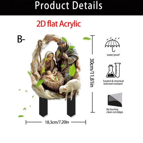 Conjunto de estacas para decoração de jardim com presépio 1