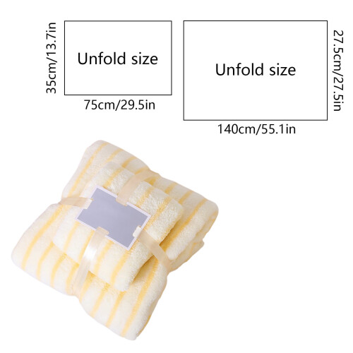 Coral Stripe Bath Towel Set Absorbent Quick-Dry Ultra-Soft 2