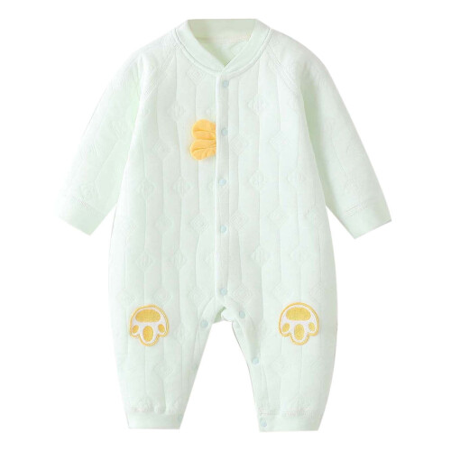 Macacão térmico verde para bebê, tamanho 3-6 meses.
