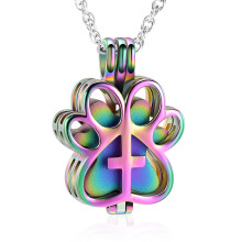Pet Paw Print Cremation Jewelry Urn Memorial Ashes Necklace for Women Men Animal Lover Keepsake Pendant Paw Print Memorial Ash Jewelry