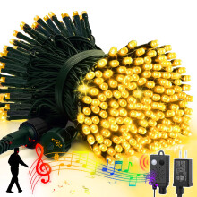 33ft Green-Wire Music Christmas Mini Lights, 100 LED Fairy Starry String Light for Indoor/Outdoor Xmas Tree, Wedding, Party (Yellow)