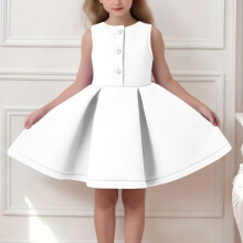 Girls Summer Dress Sleeveless Round Neck Ruffle Hem