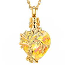 Tree of Life Cremation Heart Urn Necklace for Women & Men – Birthstone Ashes Pendant, Human/Pet Memorial Jewelry