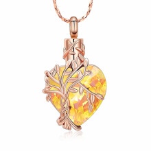 Tree of Life Cremation Heart Urn Necklace for Women & Men – Birthstone Ashes Pendant, Human/Pet Memorial Jewelry