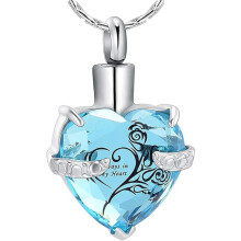 Rose Flower Urn Necklace for Human/Pet Ashes, Heart-Shaped Memorial Pendant with Birthstone, Stainless Steel, Gift Box – Compatible with Standard
