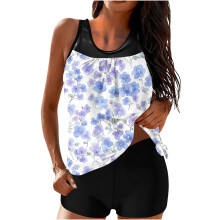 Women's Tankini Set High-Waisted Swimsuit with Built-in Bra