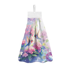 Hydrangea Hummingbird Hanging Hand Towels – Absorbent, Fast-Drying, Reusable Dish & Tea Towels with Loop (Compatible with Standard Hooks)