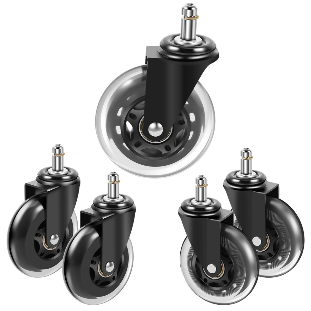 5Pcs Office Chair Wheels Replacement 3 Inch Heavy Duty Office Chair Caster Wheels Smooth Quiet Rollerblade Casters Safe For Wood Tile Floor Or Carpet 9327961873902
