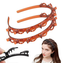 2pcs Headband with Clips (8 Each) – Multi-Layer Toothed Braid Tool for DIY Bangs Hairstyles, Hair Styling Accessories for Women & Girls