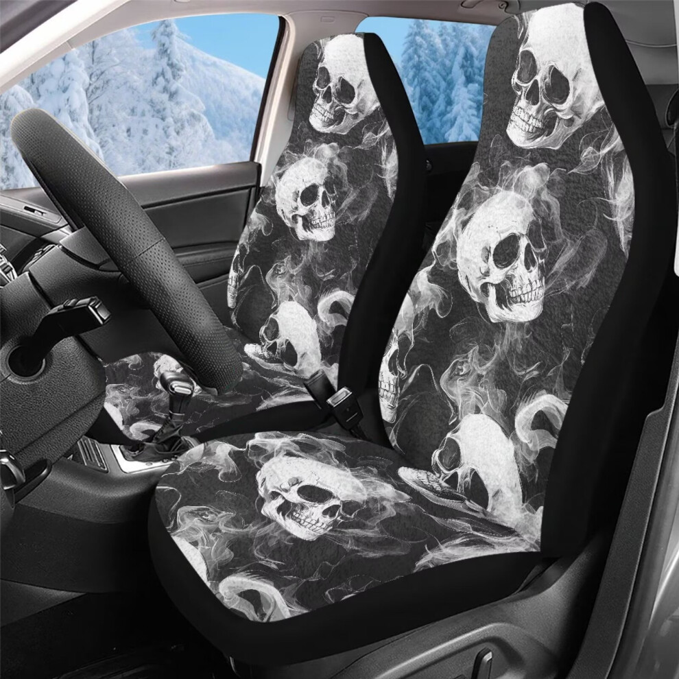Car Seat Covers High Back Smokey Skull Print 2 Pack Coral 9362892816505