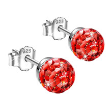 925 Sterling Silver Cubic Zirconia Stud Earrings for Women – Hypoallergenic, Dainty Jewelry Gifts (Red, One Size)