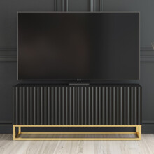 TV Unit Ripple 100cm - Black with Fluted Doors
