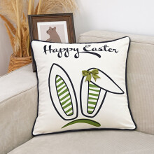 Coussin de Pâques multicolore à motifs d'œufs de lapin, double face, facile d'entretien, 45 x 45 cm, idéal pour le salon, la chambre ou le