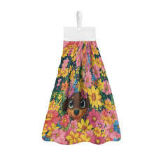 Dachshund Flower Dish Towels for Kitchen & Bathroom – Soft, Reusable, with Hanging Loops – Compatible with Dachshund-Themed Decor