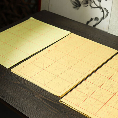 Rice Paper Handmade Xuan Paper with Grids 50 Sheets 2