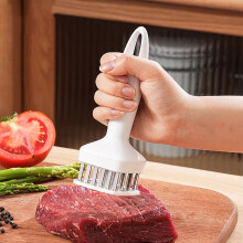 Stainless Steel Meat Tenderizer Tool 24-Needle Meat Pricker for Steak & Beef 430 Stainless Steel Ergonomic Handle Safe Spring-