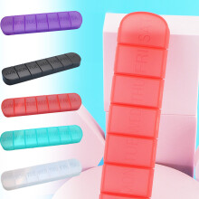 XiYing Portable Weekly 7 Day Pill Organizer Box with Individual Lids, 7 Compartments for Daily Medication Storage, 8.62X2.09X0.91 Inches, 1-Pack
