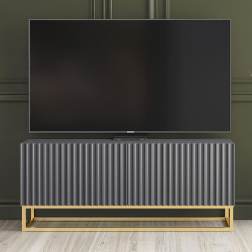 TV Unit Ripple 100cm - Dark Grey with Fluted Doors