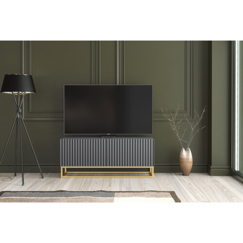 TV Unit Ripple 100cm - Dark Grey with Fluted Doors 2