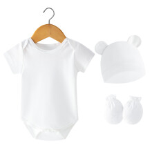Soft Baby Hat & Romper with Scratch Resistant Mittens Baby Clothing Set Newborns Hat with Bodysuit & Hand Cover Gift