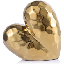 Sculpture de cœur en céramique dorée – Décoration contemporaine pour la maison ou le bureau, cadeau d'amour – Compatible avec les intérieurs