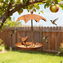 Handcrafted Metal Bird Feeder Circular Hanging Outdoor
