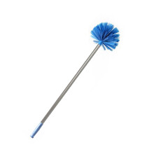 Plumeau de 130 cm avec manche extensible, brosse anti-toiles d'araignée, manche léger en acier inoxydable et poils moyennement rigides (bleu, 130 x
