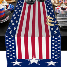 4th of July Patriotic Table Runner, Red White Blue, 13x72 Inch, USA Decor for Independence Day, Memorial Day, Labor Day – Compatible with US