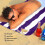 Strandhanddoeken van microvezel met strepen, set van 4 2