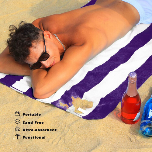 Strandhanddoeken van microvezel met strepen, set van 4 1