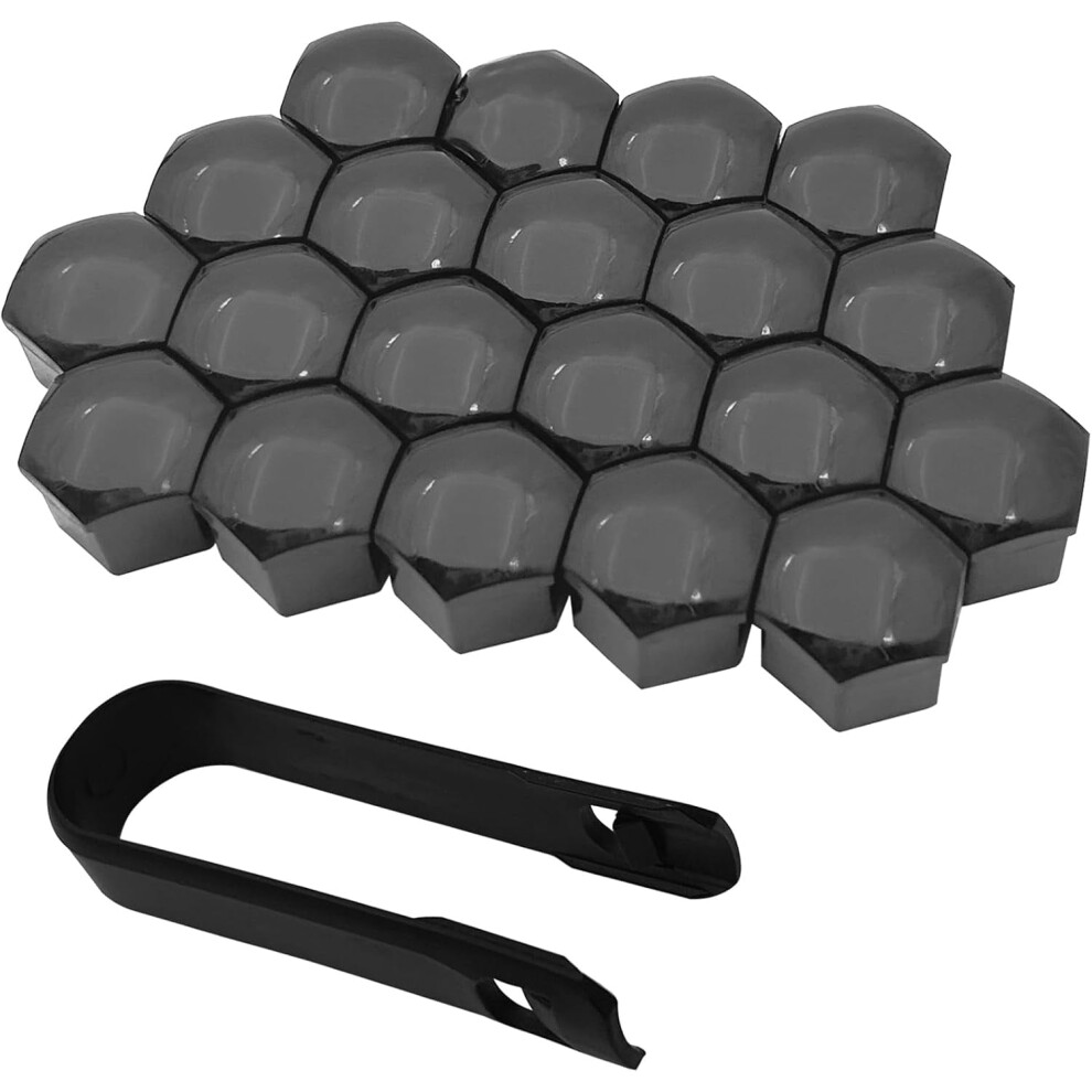 20Pcs 21Mm Hex Lug Nut Covers With Removal Tool, Wheel Caps, Compatible With Most Cars Gray 9027700620339