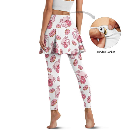 Dames Axolotl Donut Witte Skort Leggings S 2