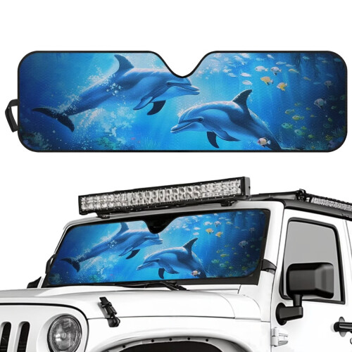 Foldable Blue Dolphin Windshield Sunshade for Jeep Wrangler 1