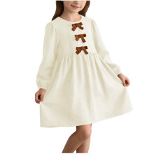 Women's Solid Color Long Sleeve Round Neck Dress Casual