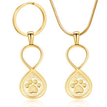 2 Pack Set Pet Infinity & Paw Print Urn Necklace / Urn Keychain for Ashes for Ashes of Dog/Cat Funeral Keepsake Cremation Necklace for Pet