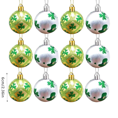 St. Patrick's Day Ornament Balls Three-leaf & Hat Pattern 2
