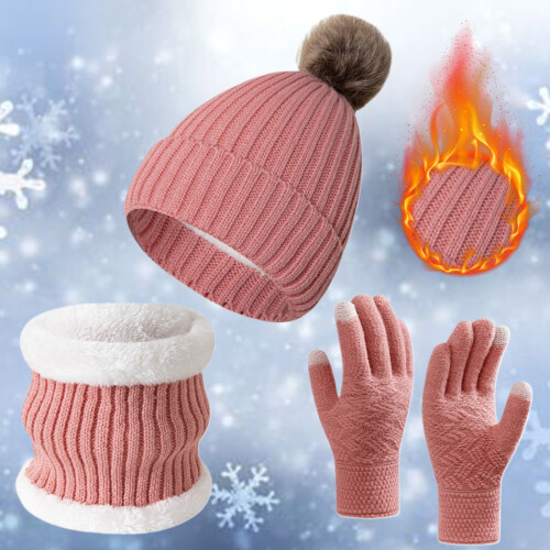 Conjunto unissex de gorro, cachecol e luvas de tricô 1