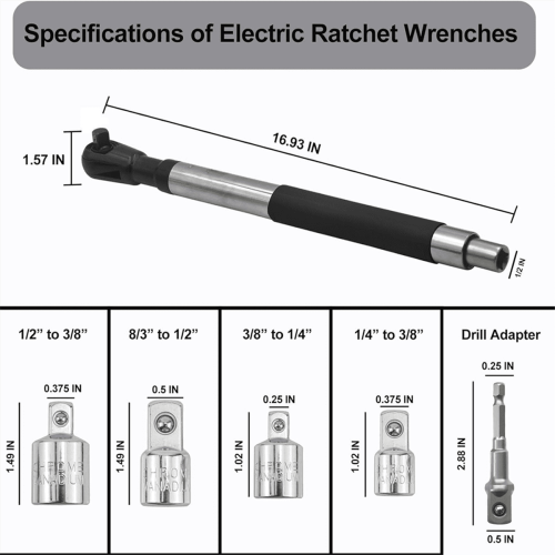 Offset Extension Wrench for 1/2 Inch Sockets with Adapters 1