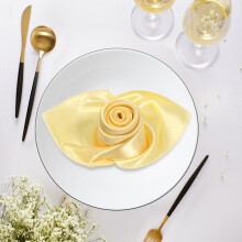 4Pcs Silky Yellow Satin Napkins 11.81"x11.81", Square Table Napkins for Banquet, Party, Restaurant, Thanksgiving & Christmas