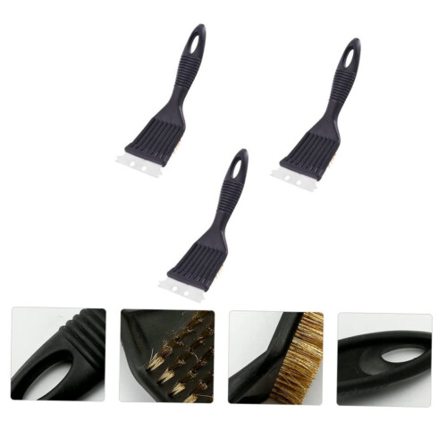 3pcs Wire Brush for Grill, BBQ Brush with Scraper Copper Black 2