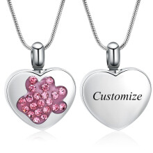 Pet Cremation Jewelry For Ashes For Dog/Cat Paw Stainless Steel Memorial Locket Heart Urn Necklace For Ashes Mini Case Keepsake Cremation Jewelry