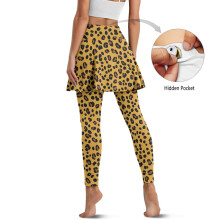 Leopard Print Yellow Black Women's Golf Skort Leggings High