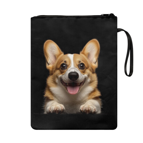 Dog Pattern Book Cover Sleeve – Polyester, Zip Closure, 1