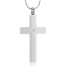 Crystal Cremation Cross Necklace for Ashes Cross Urns Locket Pendant Ashes Holder Stainless Steel Memorial Jewelry Cremation Jewelry for Women Men