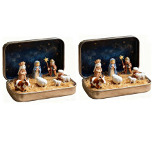 Mini Christmas Nativity Set Religious Decoration 2 Pieces