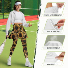 Women's Tennis Skorts Leggings Sunflower Cow Print XS